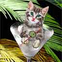 tabby grey cat art and martini cats, tabby grey cat pop art, cat paintings, party cats and martini pet portraits in colorful original tabby grey cat art and fine art cat prints by artist Jane Billman and Gregg Billman