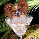 papillon dog art and martini dogs, papillon dog pop art, dog paintings, party dogs and martini pet portraits in colorful original papillon dog art and fine art dog prints by artists Jane Billman and Gregg Billman