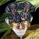 dachshunds dog art and martini dogs, dachshunds dog pop art prints, dog paintings, dog portraits and martini pet portraits in colorful original dachshunds dog art and fine art dog prints by artists Jane Billman and Gregg Billman