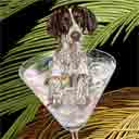 german shorthaired pointer dog art and martini dogs, german shorthaired pointer dog pop art, dog paintings, party dogs and martini pet portraits in colorful original dog art and fine art dog prints by artists Jane Billman and Gregg Billman