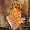 golden retriever dog art and martini dogs, golden retriever dog pop art, dog paintings, party dogs and martini pet portraits in colorful original golden retriever dog art and fine art dog prints by artists Jane Billman and Gregg Billman