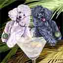 poodles dog art and martini dogs, poodles dog pop art, dog paintings, party dogs and martini pet portraits in colorful original poodles dog art and fine art poodles dog prints by artists Jane Billman and Gregg Billman